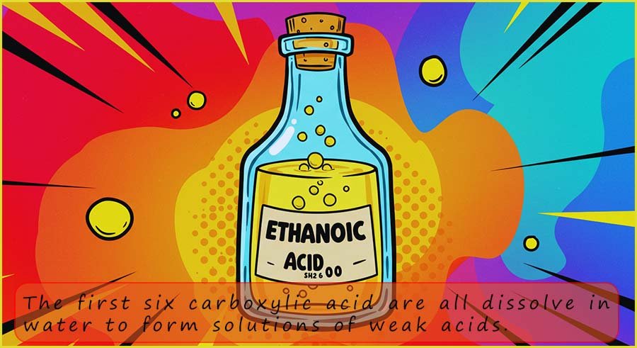 The carboxylic acids such as ethanoic acid are all weak acids.